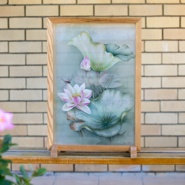 Serenity of summer | Acrylic on silk with frame - Image 2