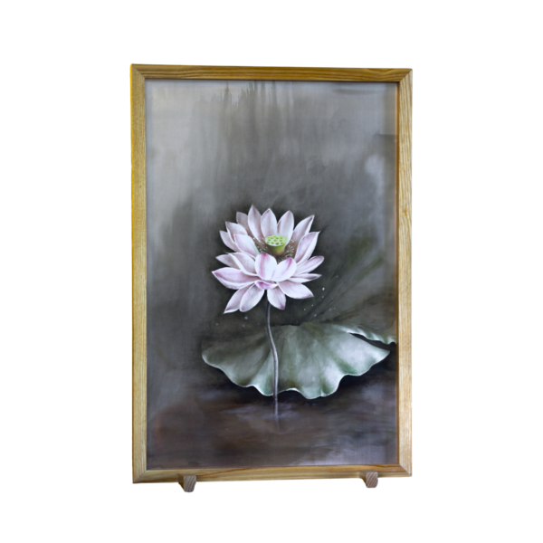 Leaning Back | Acrylic on silk with frame