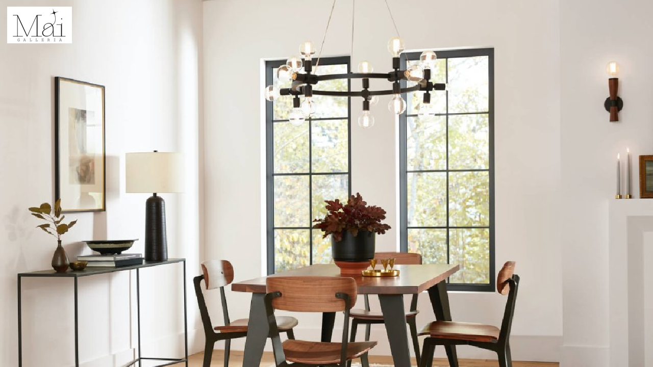 An impressive chandelier can enhance the elegance of the dining room An impressive chandelier can enhance the elegance of the dining room