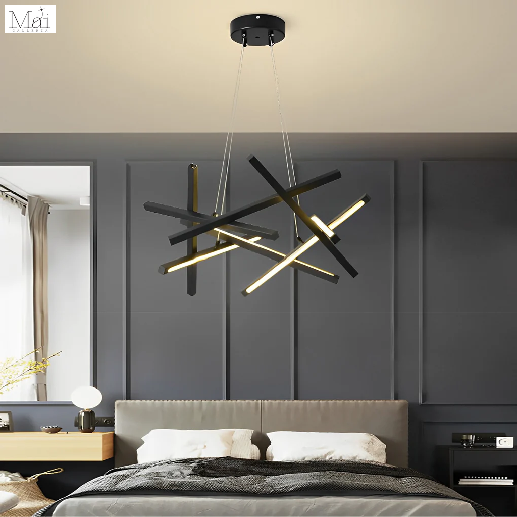 The lighting fixture complements both the interiors and the decor, adding further definition to the space The lighting fixture complements both the interiors and the decor, adding further definition to the space